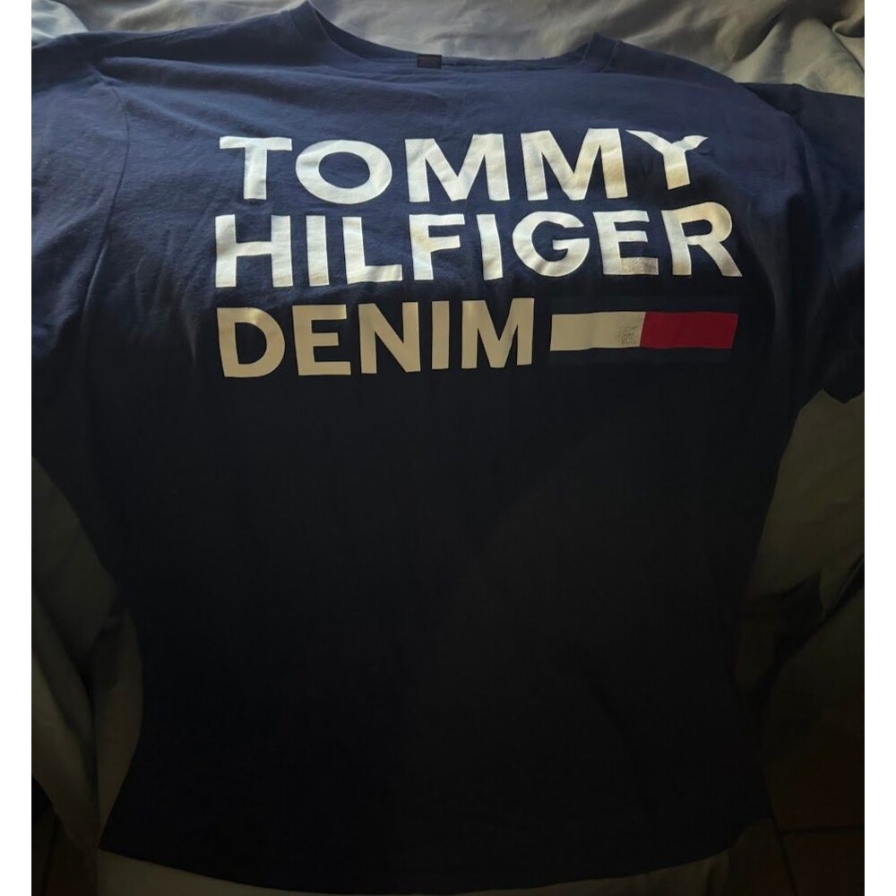 Tommy Hilfiger Denim Men's Medium Navy Blue Logo Graphic T-Shirt Tee